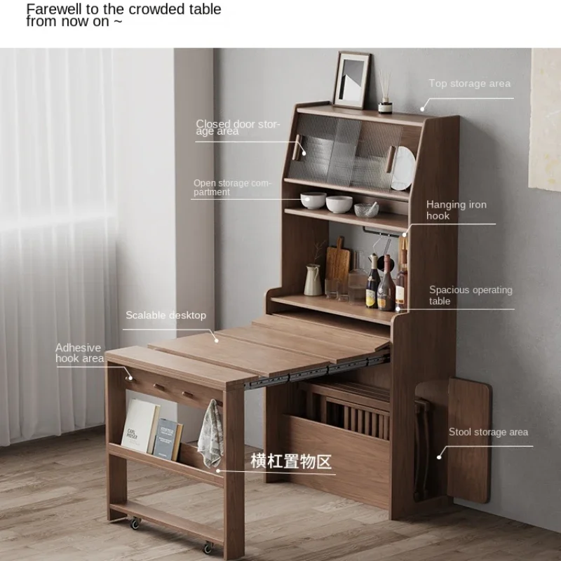 CZ-18 Retractable Pull Out Rectangular Hidden Dining Table and Chairs Set Space Saving Dining Table for Home Small Apartment
