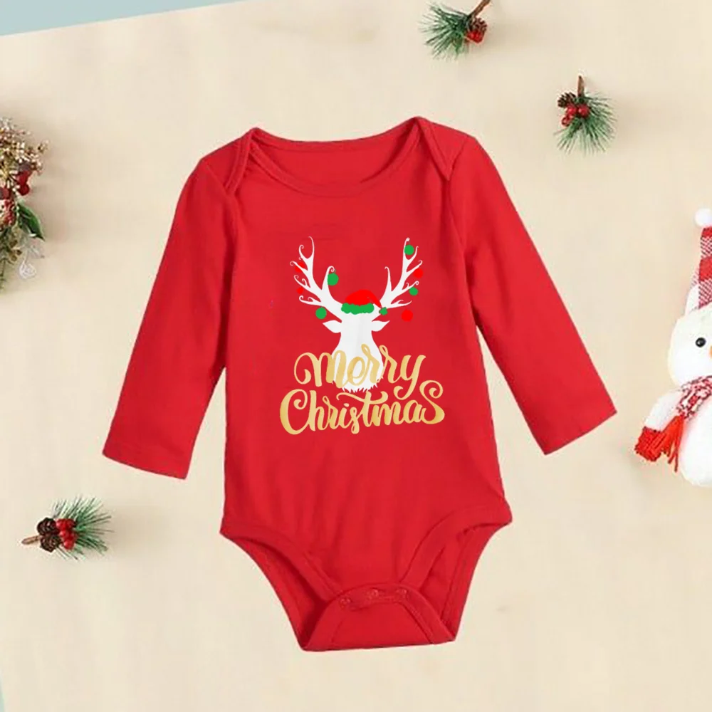 My First Christmas Toddler Bodysuit Baby Long Sleeve Romper Jumpsuit Infant Girls Boys Unisex Playsuit Outfit Xmas Party Clothes