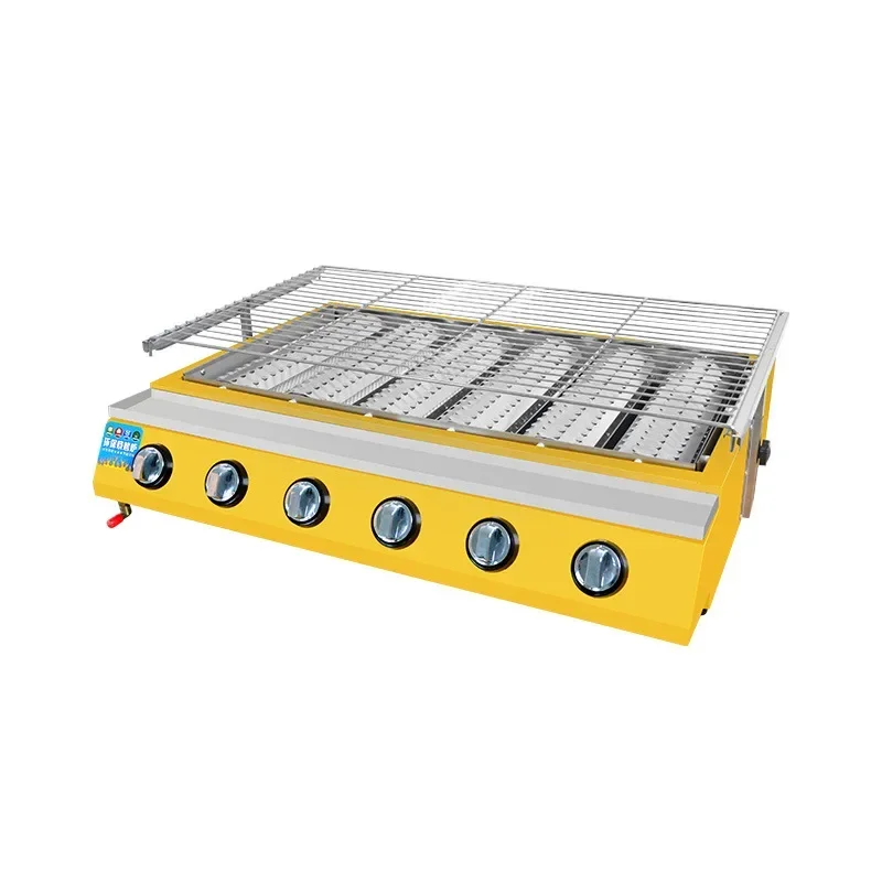 Stainless Steel Barbecue Grill Gas for Grilled Oysters Roast Sausage Machine Stall Grilled Fish Scallop Kebabs Barbecue Oven