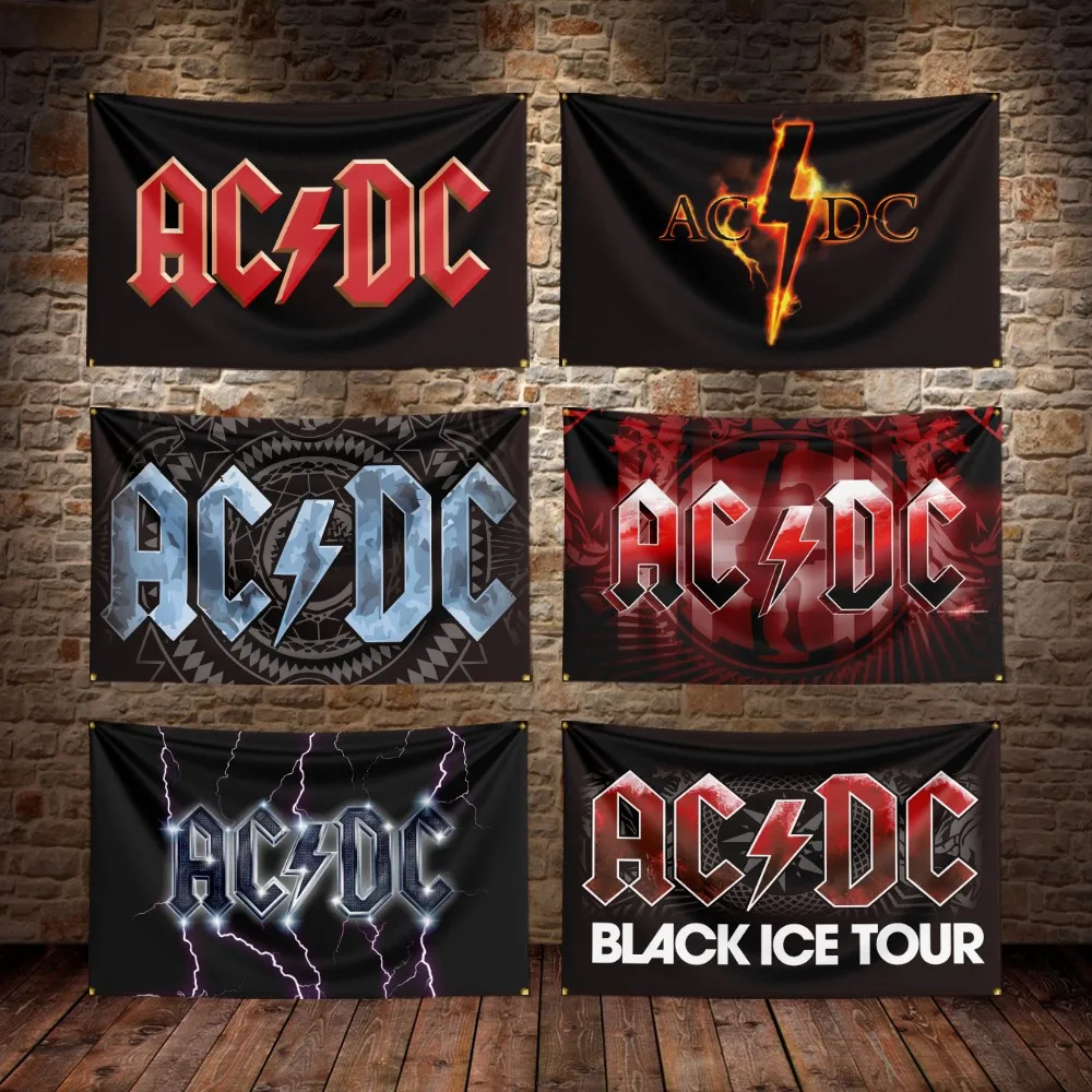 3X5Ft ac/dc วงธงผ้าโพลีเอสเตอร์พิมพ์ดิจิตอลเพลง memorabilia แบนเนอร์สำหรับตกแต่ง