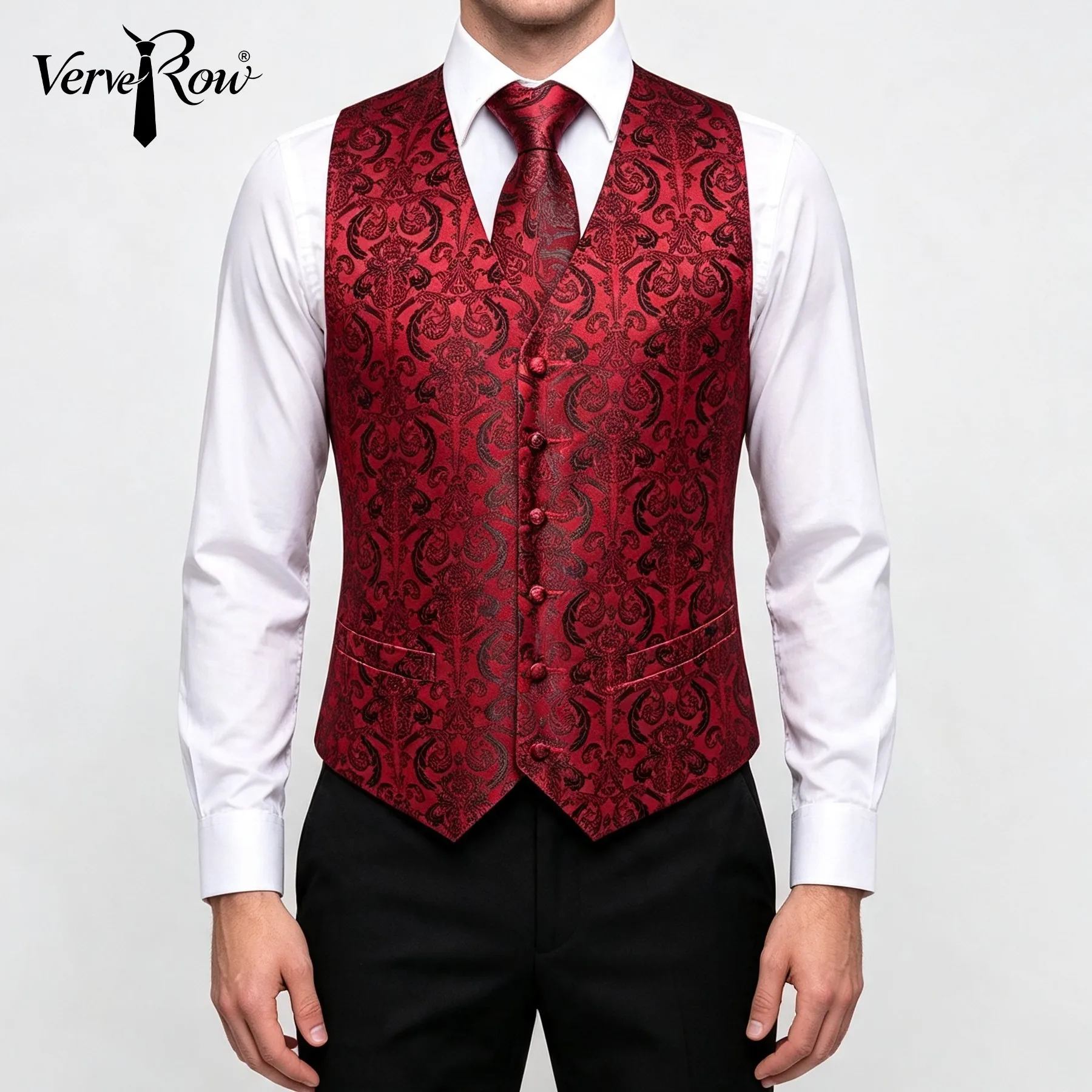 Men'S Accessories Office - Lenço de Bolso Jacquard Vermelho para