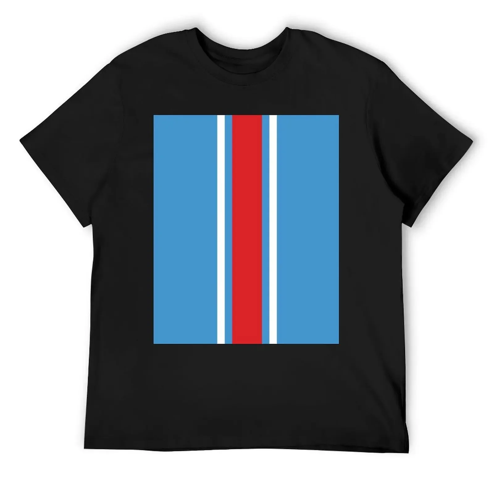 Camiseta con rayas eléctricas verticales en azul polvo, blanco y rojo para niño, camiseta de gran tamaño, camiseta gráfica para hombre