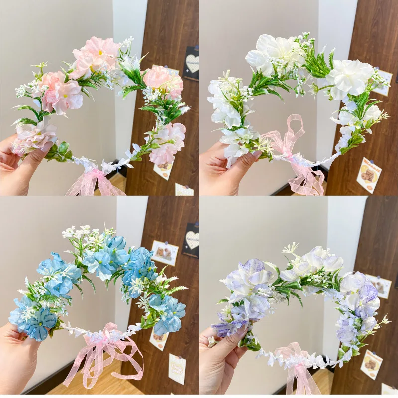 

decoration wreath headdress hairband girl adult simulation flower headband photo photo props headdress flower hair accessories