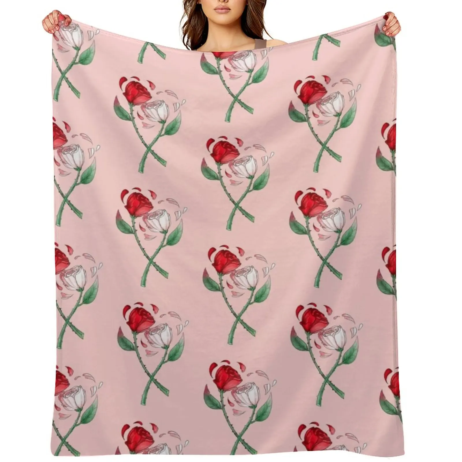 

Rose Heart Throw Blanket Hairy Bed covers For Sofa Thin heavy to sleep Blankets