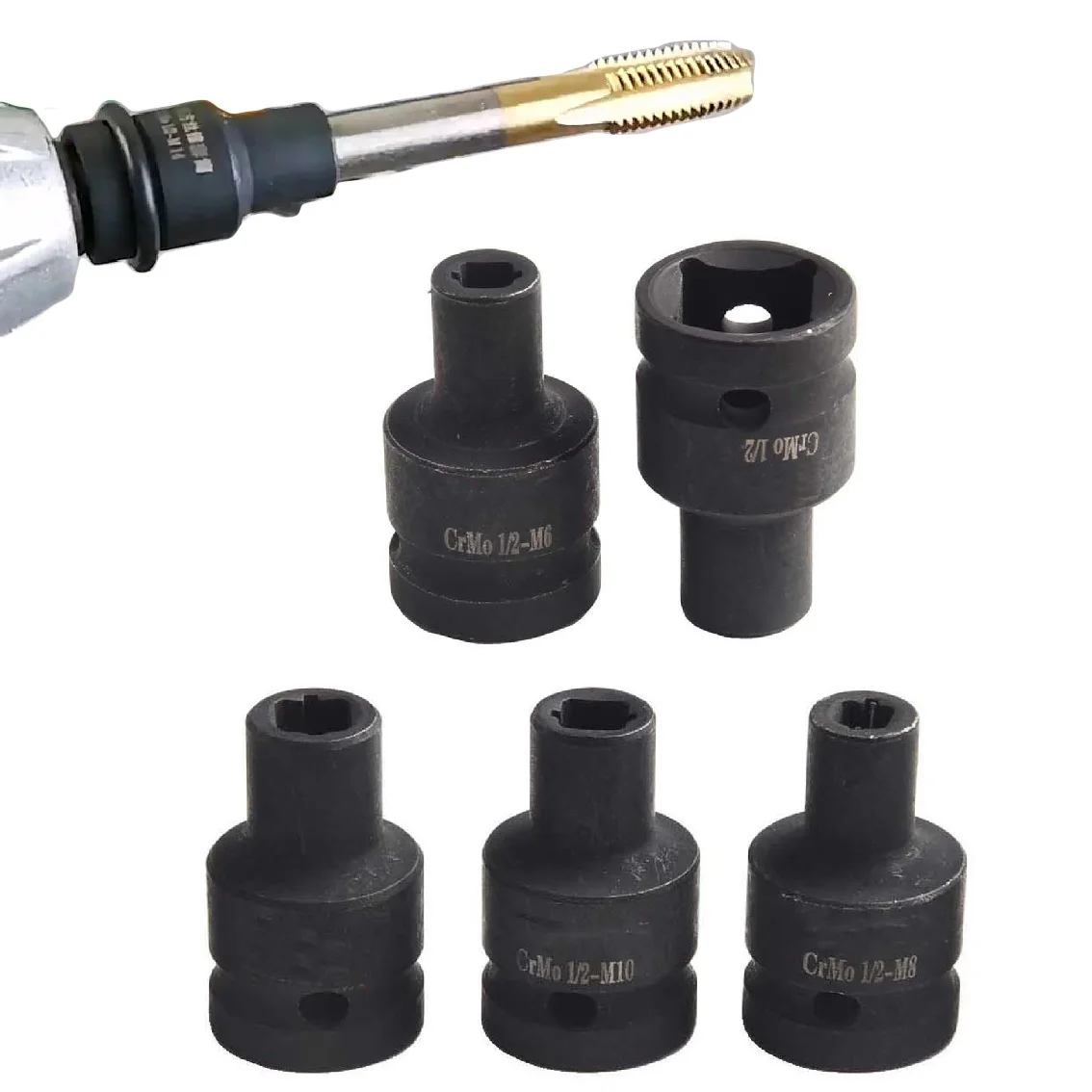 5 stücke Tap Buchse Set M6-14 Legierung Stahl Maschine Tap Halter 1/2'' Platz Interface Schnell Ändern Gewinde wasserhähne Adapter Für Power Tools – Detail 20
