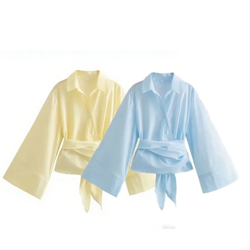 Damesoverhemd met strikband, enkele rij knopen, trendy maatwerk, eenvoudig en elegant, perfect voor werk en dagelijks gebruik