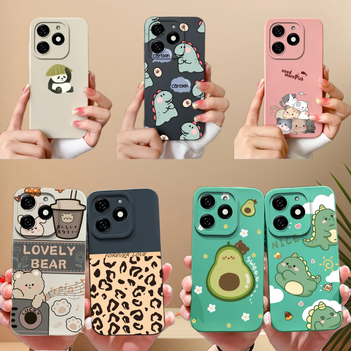 Dinosaur Case For infinix Smart 8 Pro Plus Soft Back Cover Comfortable Liquid Silicone High Quality Phone Housing For Smart8 HD