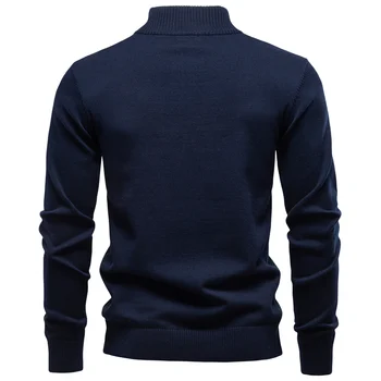 AIOPESON Men's Striped Sweater Solid Color Knit Pullover Warm Luxury Cotton Autumn Winter Casual Turtleneck Mens Sweaters 3