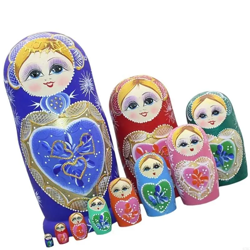 97bc-10pcs-russian-folk-art-nesting-dolls-handmade-matryoshka-kids-stacking-toy-dolls