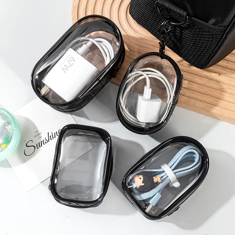 Transparent Data Cable Charger Storage Bag Cable Organizer Waterproof Blind Box Figures Display Mobile Phone Charger Case