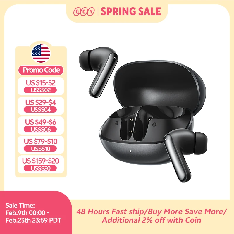 QCY Melobuds N20 HT20 Wireless Bluetooth 6.0 Earphone -50dB Adaptive ANC 13mm Drivers Headsets 6 Mics HD Calls Earbuds 40Hrs