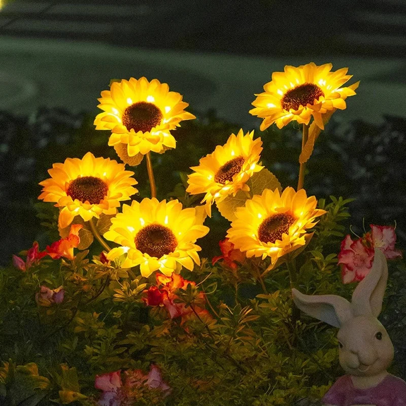 

Solar Simulation Sunflower Light 1/3 Heads Waterproof Lawn Lights Landscape Lamp For Home Decor Garden Yard Flower Light