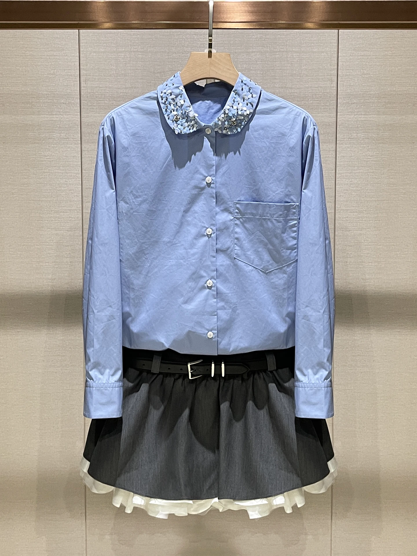 

Faionable комплект из двух предметов Ele irt And f Юбка с кукольным воротником Женская одежда Agel Sle Осенняя коллекция от xian