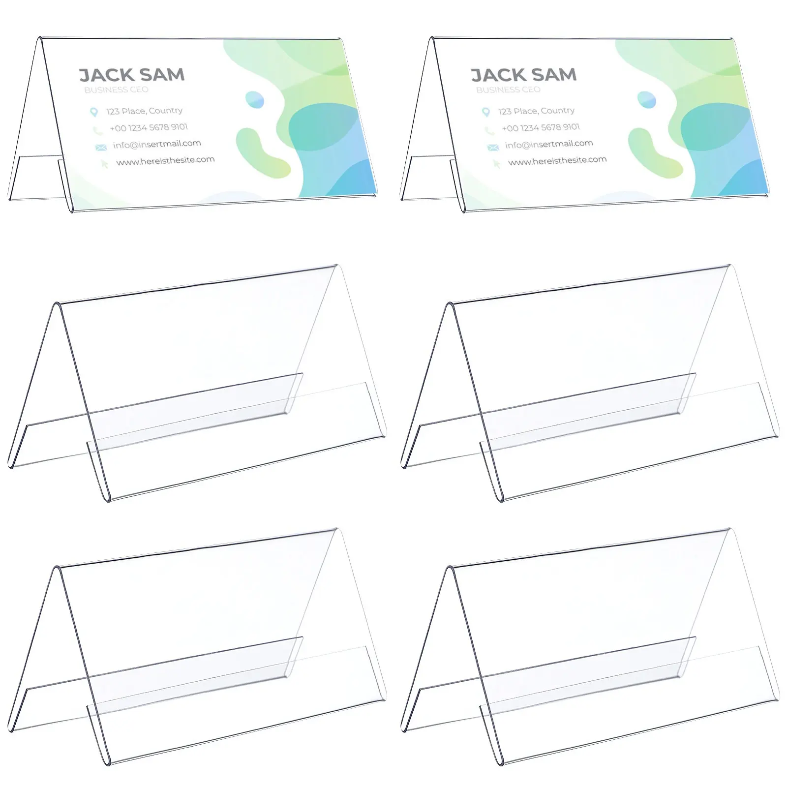 

6Pcs Acrylic Wedding Place Cards Transparent Reusable Blank Signs for Seating Arrangement Clear Acrylic Sign Stand Table Number