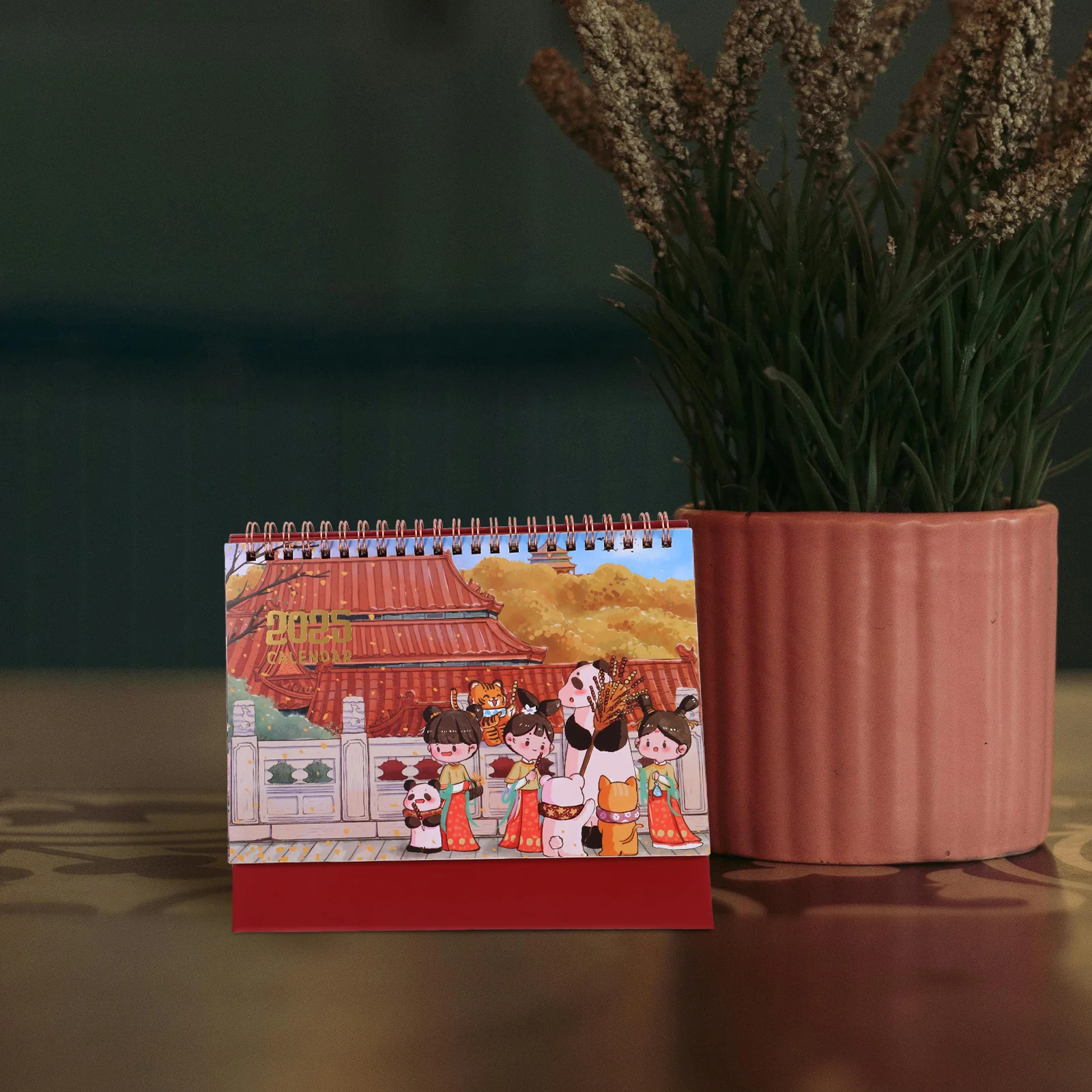 

Chinese Cartoon Flip Desk Calendar Vintage Chinese Painting Design Monthly Flip Calendar Home Office Desktop Decor