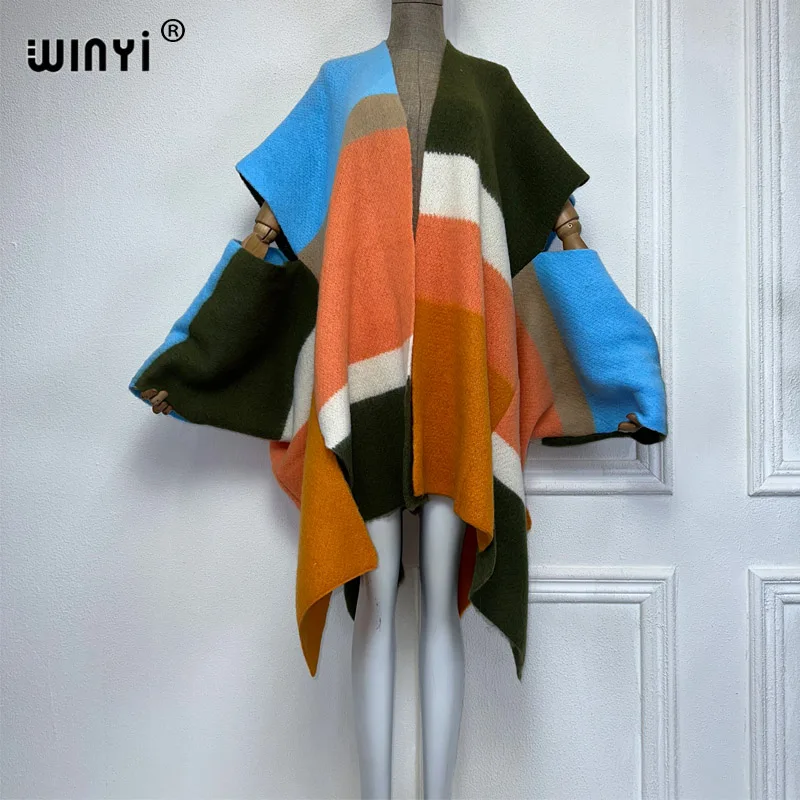 

WINYI Women Knitting cute sweater coat Catwalk Capes Autumn 2023 Female Fashion kimono Cloak winter clothes women cover-ups