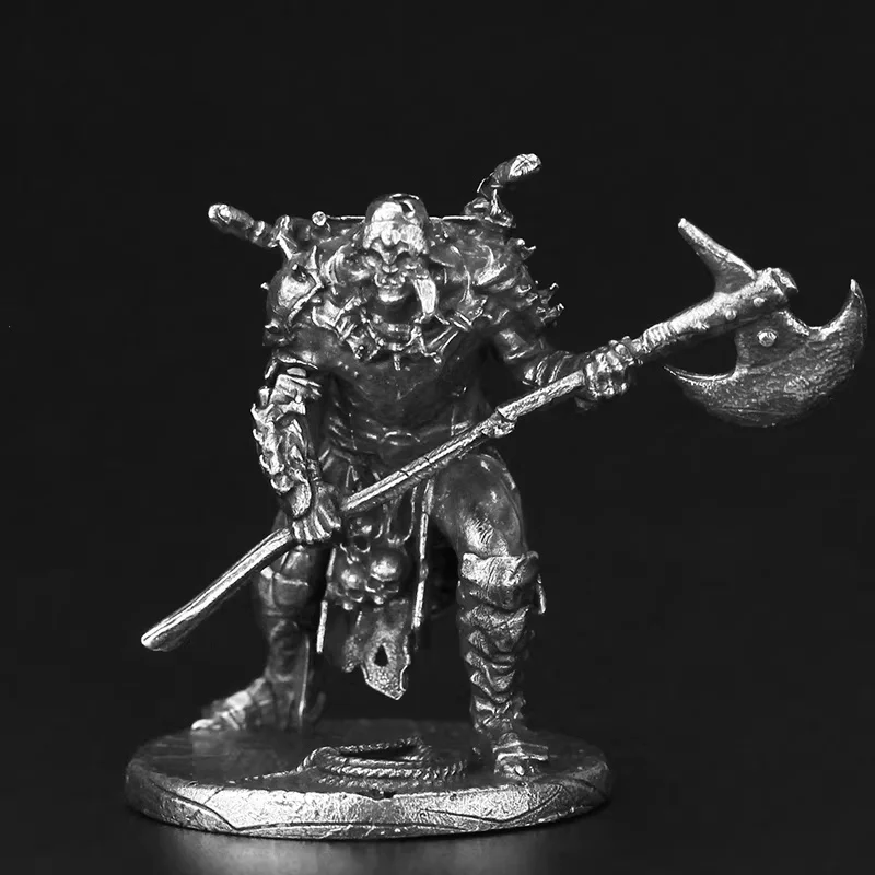 2Pcs Solid White Copper Guardian， Handmade Metal Warrior Figurines, Tabletop RPG Wargame Figures for Car Decor & Men's Gift