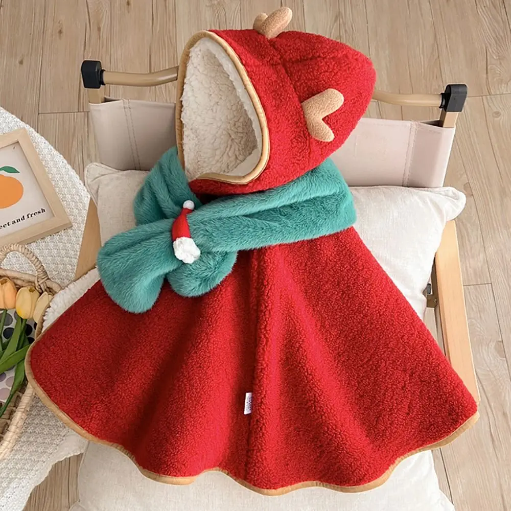 

Durable Warm Baby Hooded Cloak Fleece Thickened Toddler Poncho Fashion 0-1 Years Outfit for Boys Girls