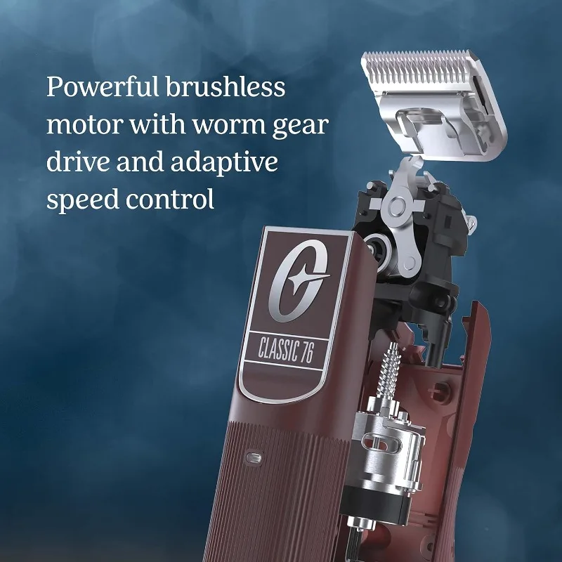 ماكينة قص الشعر اللاسلكية الاحترافية من أوستر، كلاسيكية 76 للحلاقين وقص الشعر بشفرة قابلة للفصل، عنابي