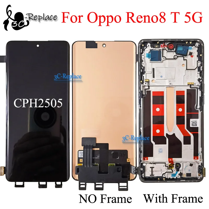 AMOLED Black 6.7 Inch For Oppo Reno8 T 5G CPH2505 LCD Display