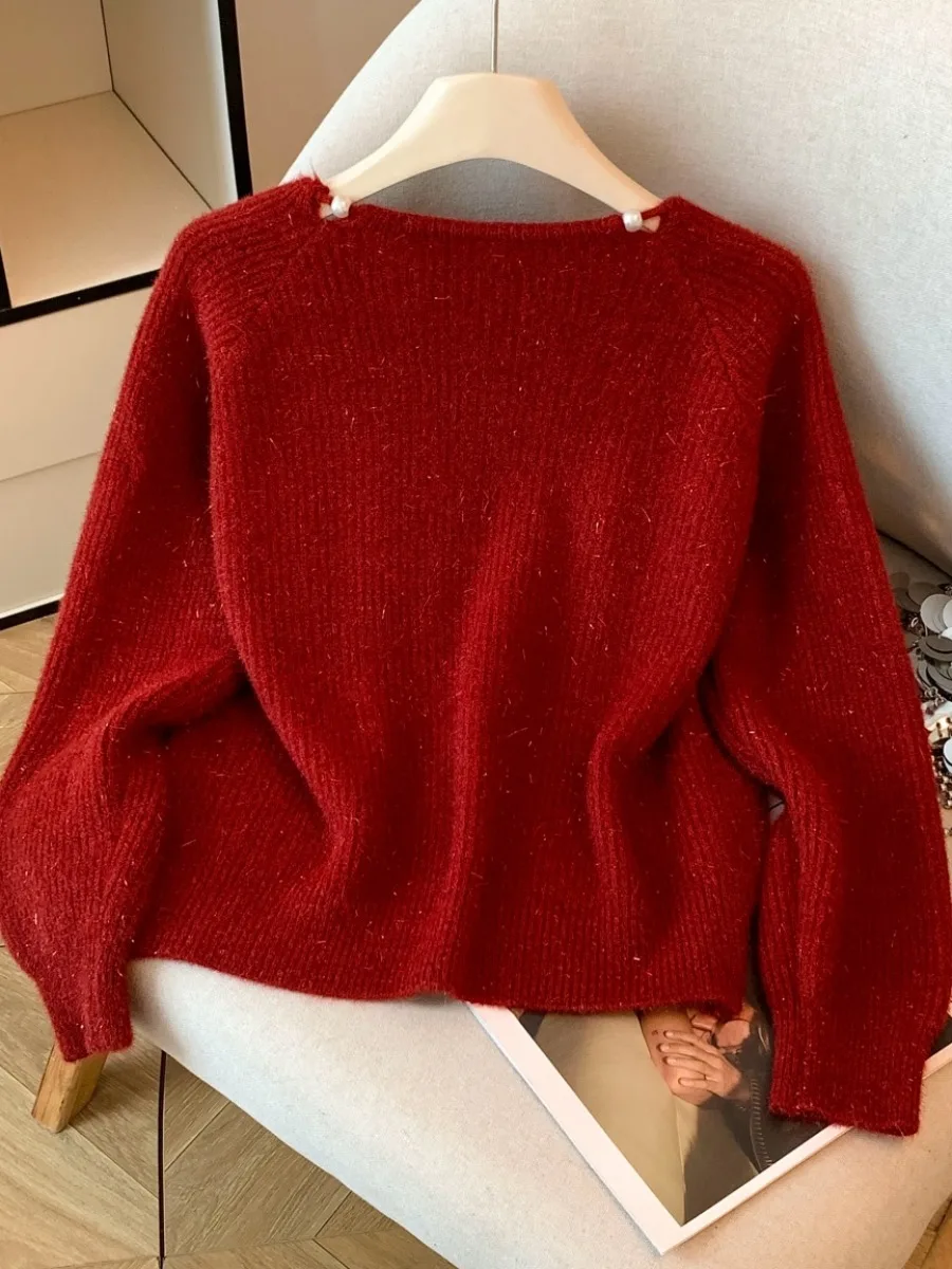 Maglione lavorato a maglia allentato Sle coreano con cintura Autunno Inverno da donna Morbido grassoccio pigro Cardigan aperto lavorato a maglia Self-Preservat...