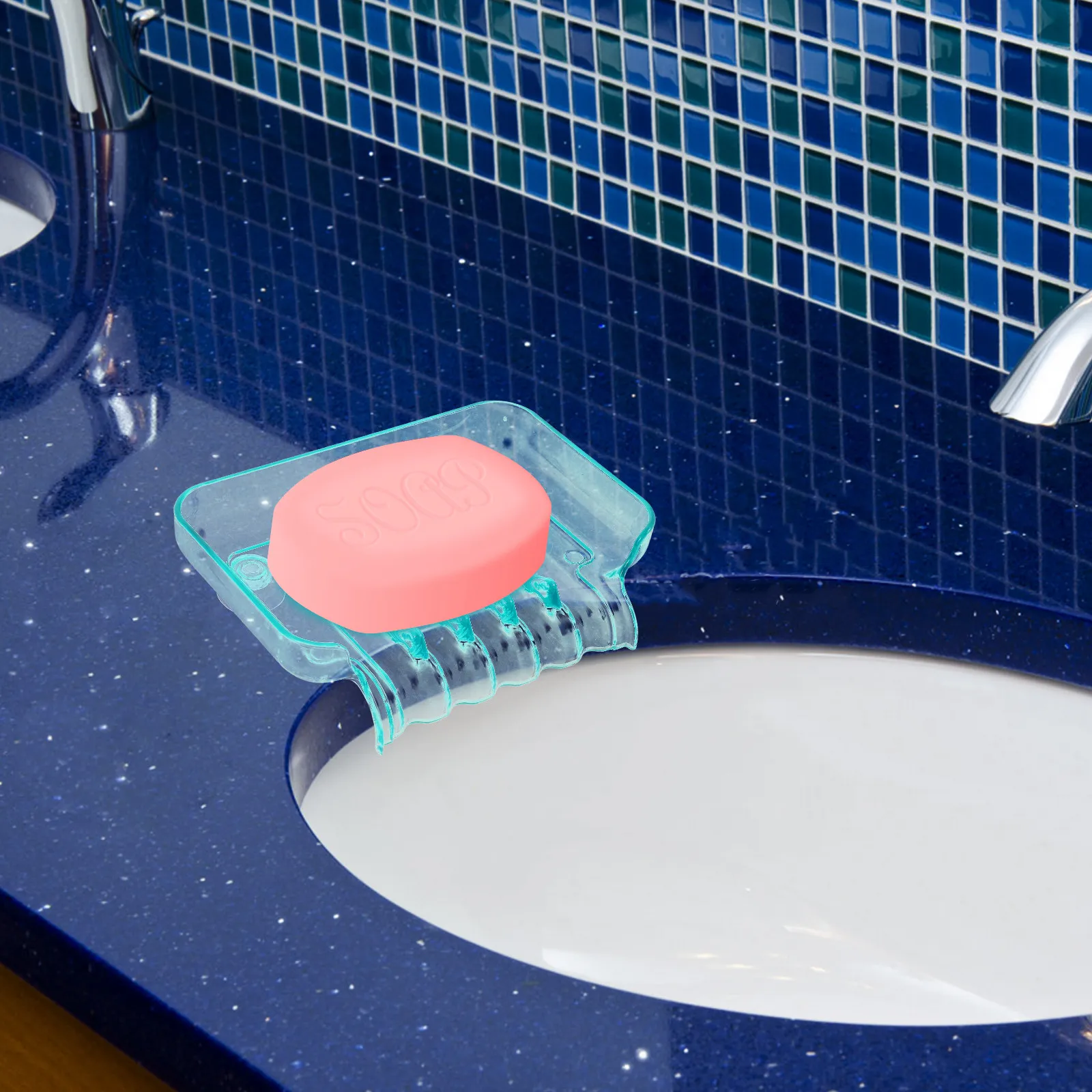 1Pcs Plastic Waterfall Drain Soap Holder with Strong Suction Cup for Bathroom Kitchen Soap Bar Sponge Storage Non Slip Easy