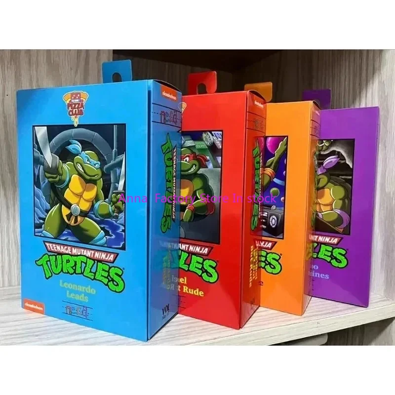 NECA Turtles Figures Pizza Club Leonardo Leads Tmnt Turtles SHF Ninja Anime Action Figure Model  Doll Statue Gifts Toys