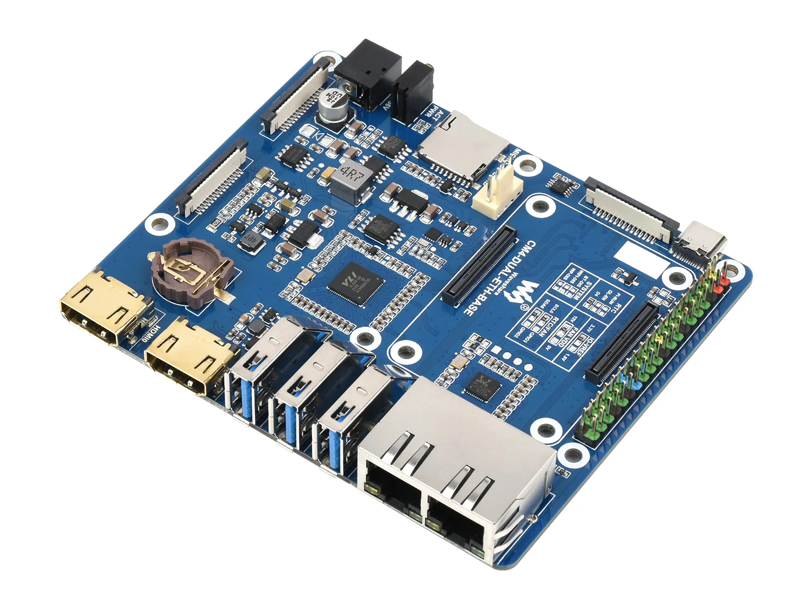 

Waveshare Dual Gigabit Ethernet Base Board Designed for Raspberry Pi Compute Module 4, Powerful Ethernet Capability