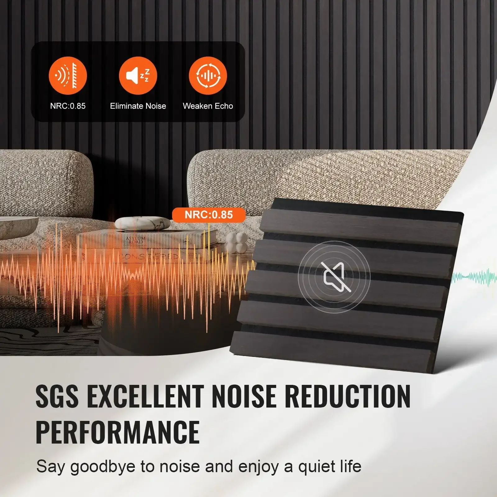 ألواح صوتية خشبية مقاس 7.9 × 94.5 بوصة لديكور الحائط الحديث من خشب البلوط الأسود #4