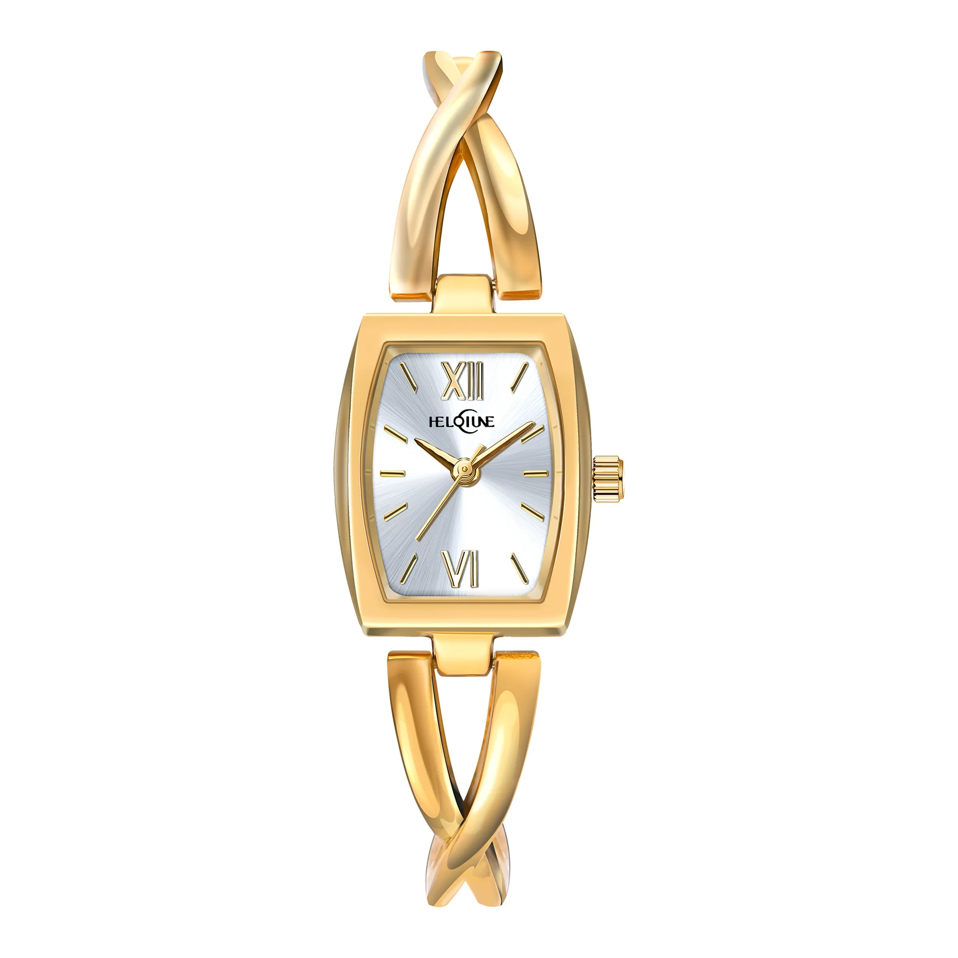 Montre carrée dorée Heloiune pour femme, montre décontractée et polyvalente pour femme, bracelet, montre à quartz, montre pour femme