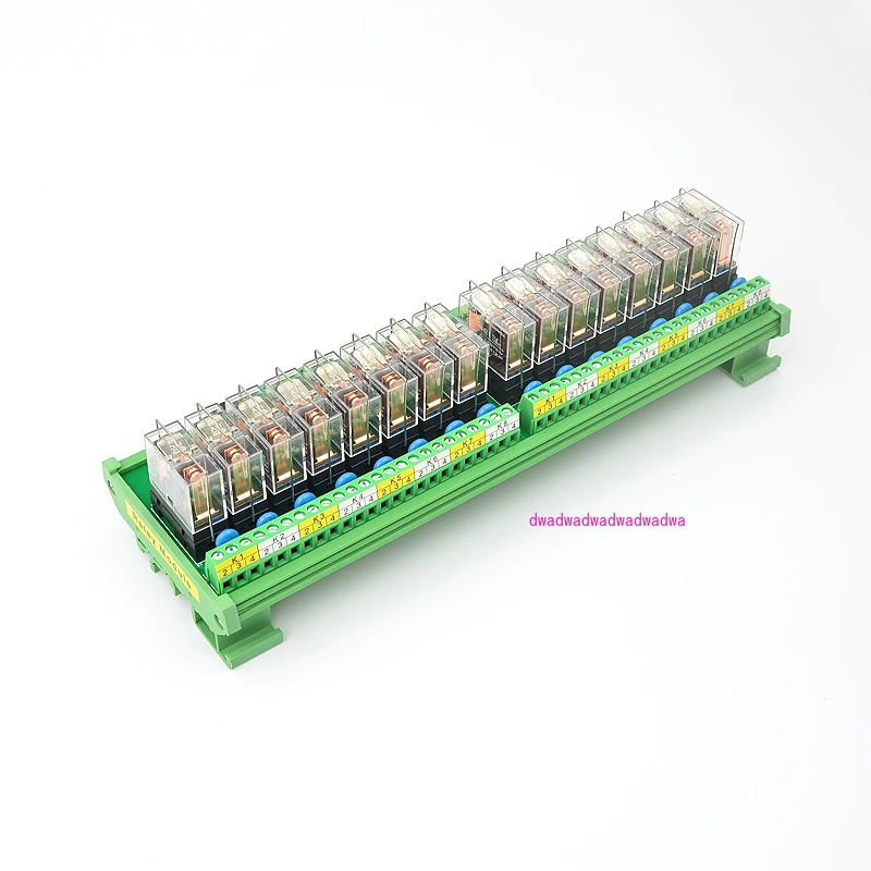 16 channels DIN Rail Mount 16A Power Relay Interface Module 1 NO+1 NC with  G2R-1-E DC12v/24V Relay PNP NPN compatible