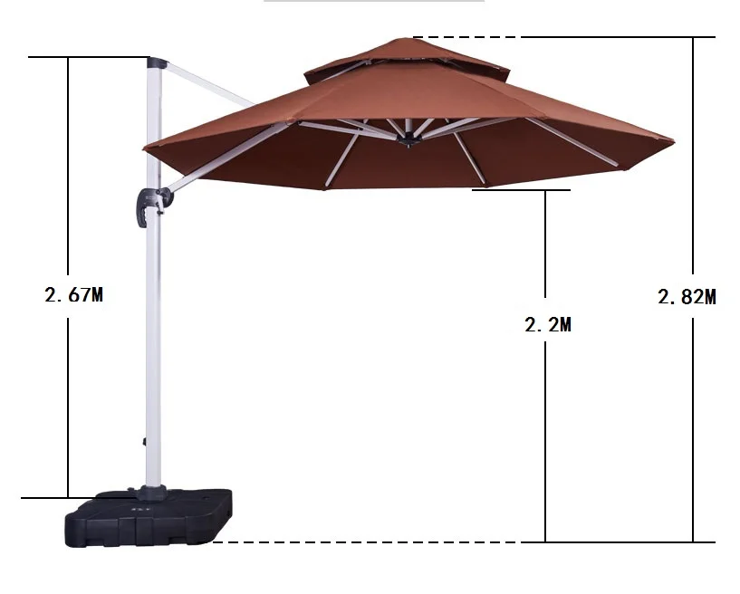 

Good Quality Waterproof Aluminum Frame Parasol Sunshade Garden Patio Umbrella with Base