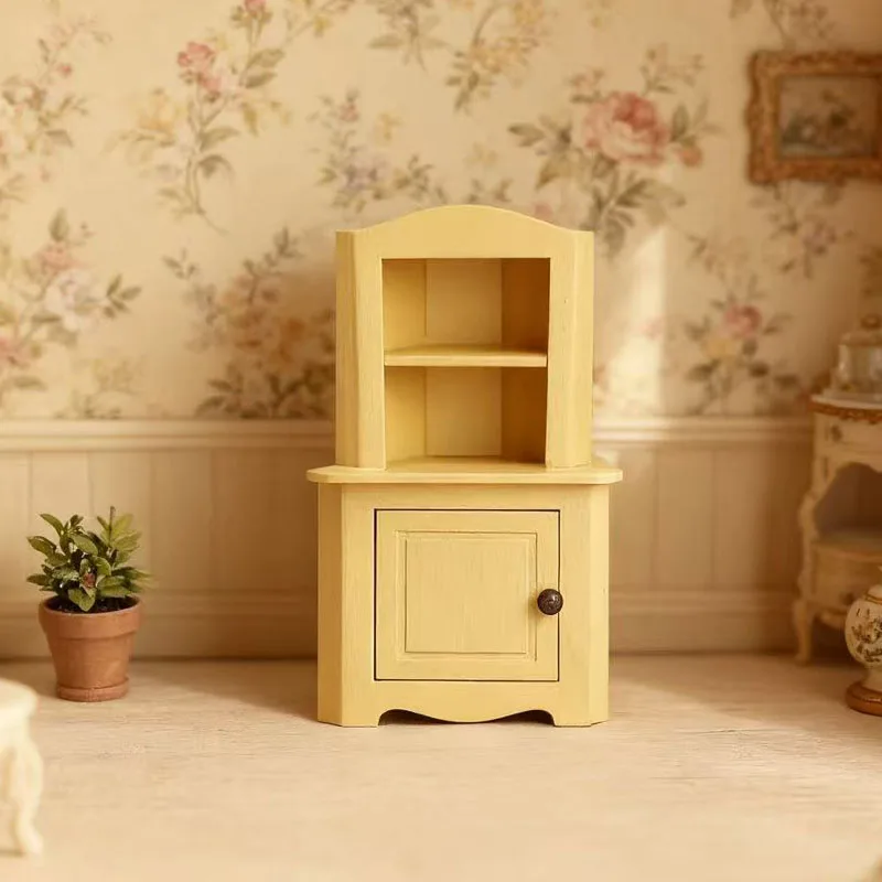 قطعة واحدة من خزانة الزاوية الخشبية المصغرة، تفاصيل واقعية، مثالية لديكور العطلات، مثالية لبيوت الدمى والمشاهد المصغرة #6