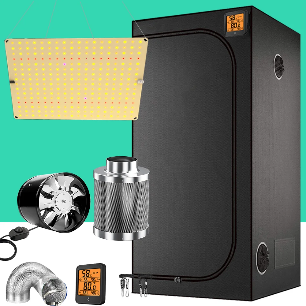 

1000W quantum growth LED kit, 40-300CM full-spectrum growth tent and box, variable-speed fan and activated carbon filter