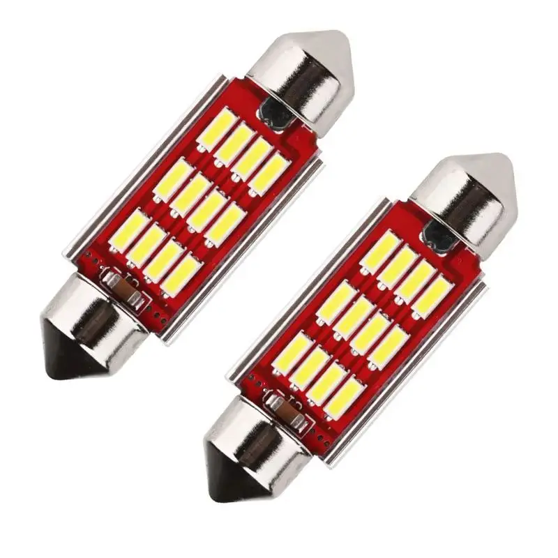 

100pcs Super Bright Dome light C5W Festoon Canbus 12 SMD 4014 LED Non polar 36mm 39mm 41mm For Audi A4 Interior reading Lights