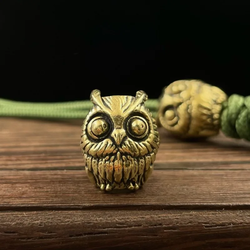 Cute Owl Brass Knife Bead  Outdoor DIY Paracord Woven Bracelets Accessories Lanyard Pendant Umbrella Rope Flashlight Hangings