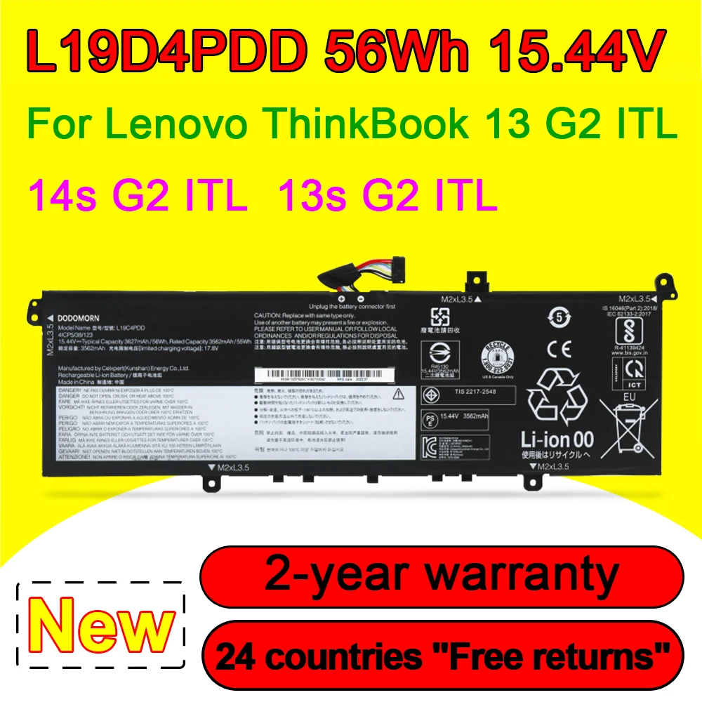 L19M4PDD L19D4PDD L19C4PDD Laptop battery For Lenovo ThinkBook 13s 14S G2 ITL 5B10Z37621 SB10Z37619 5B10Z37617 5B10Z37618
