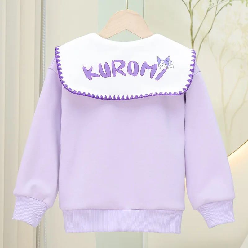 Imagem -03 - Sanrio-conjunto de Moletom de Veludo de Duas Peças Veludo Casual Versátil Outono e Inverno Desenhos Animados de Kuromi Holiday Gift Novo 2023