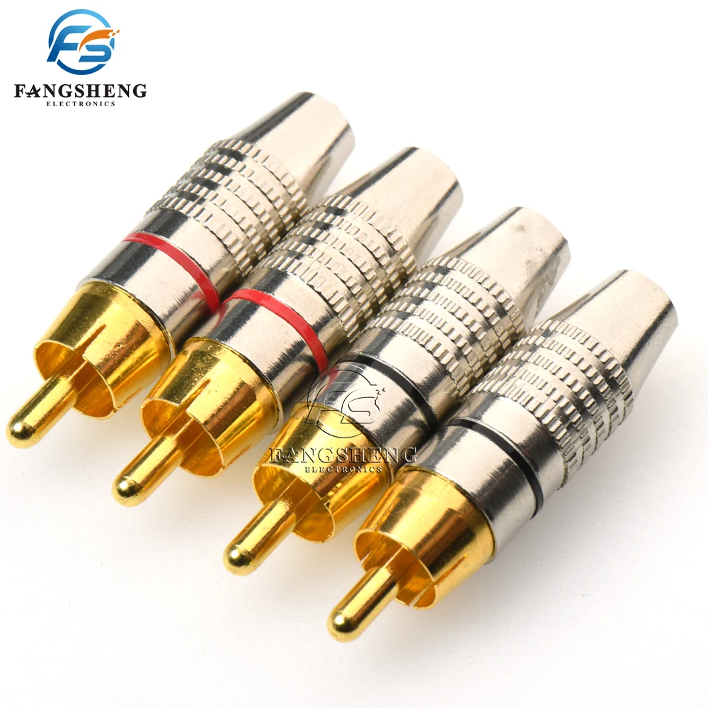 1/4/10 قطعة RCA ذكر موصل غير لحام التوصيل كمية عالية محول للصوت كابل التوصيل فيديو كاميرا تلفزيونات الدوائر المغلقة لحام خالية #1