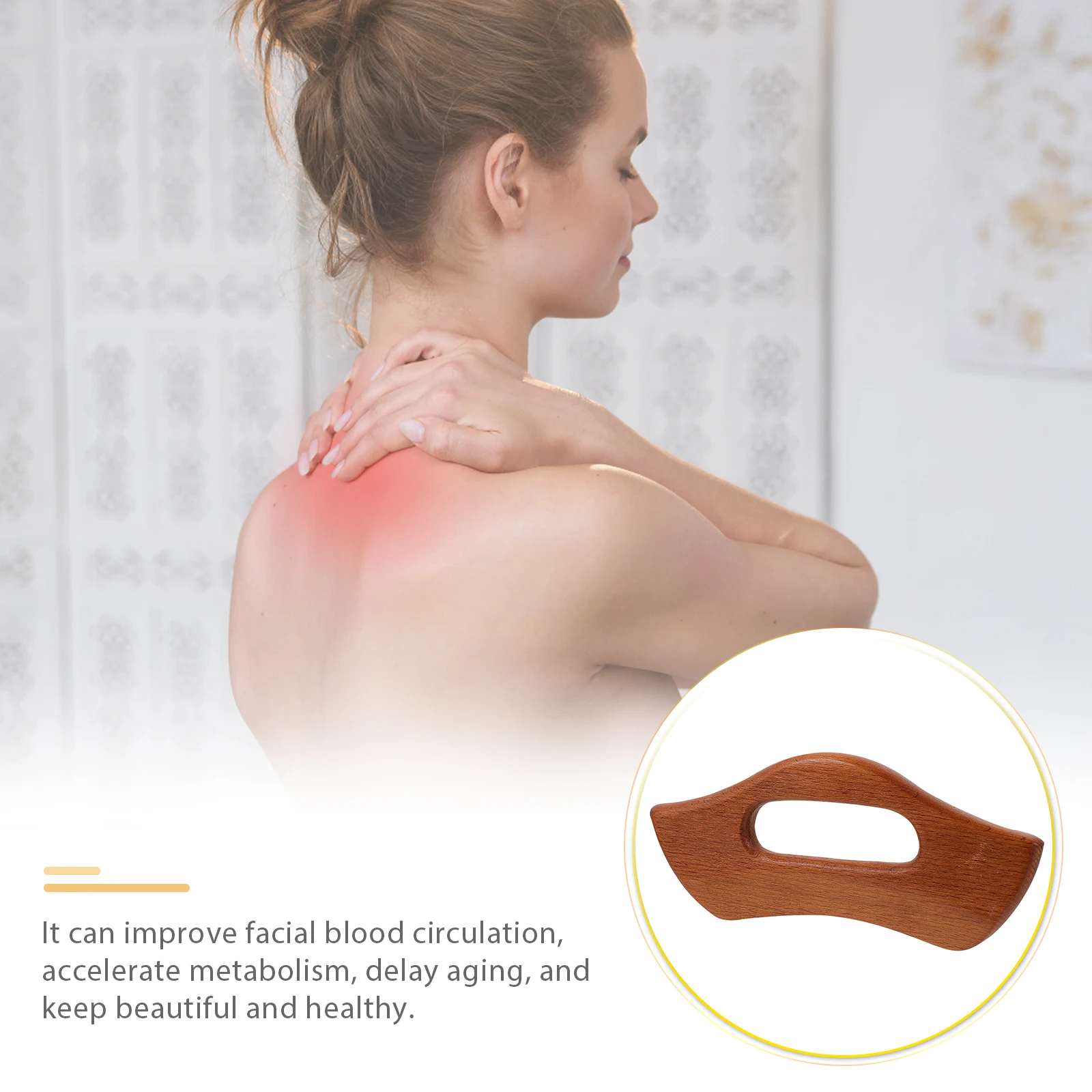 

1pc Wooden Scraping Board Massaging Tool Body Face Guasha Scraper Plate Durable Smooth Edges Massage Therapy Gift For Parents