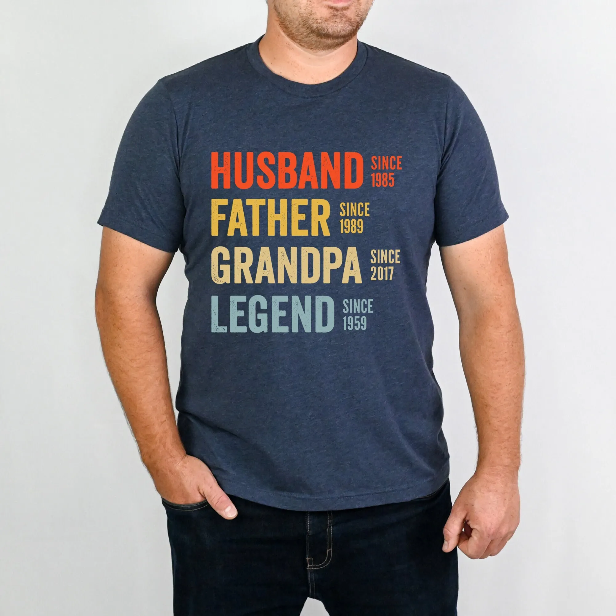 Personalized Dad T Shirt Fathers Day Husband Daddy Grandpa Present For Legend Man Birthday