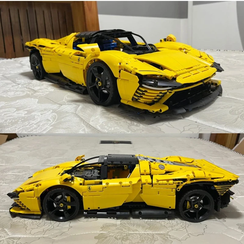 Customized Racing Super Sport Car Model 1：8 Compatible 42143 Daytona SP3 MOC Technology FerrariI Building Blocks Bricks Toys