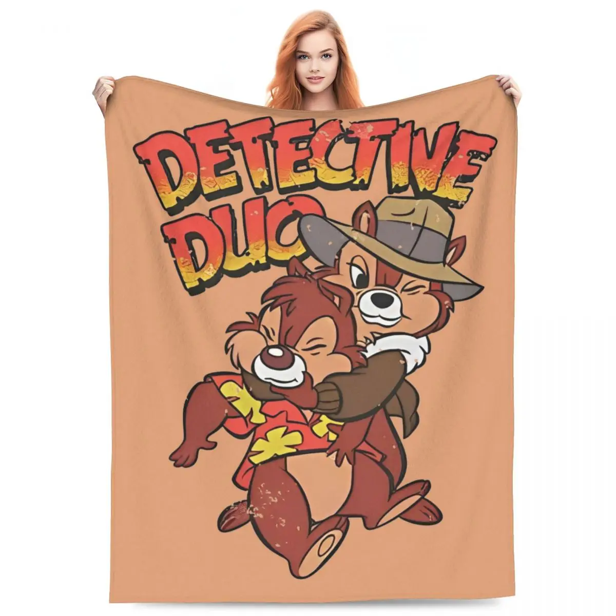 

Rescue Rangers Detective Duo Flannel Blanket Retro Chip n' Dale Soft Warm Throw Blanket Couch Office Bedspread Sofa Bed Cover