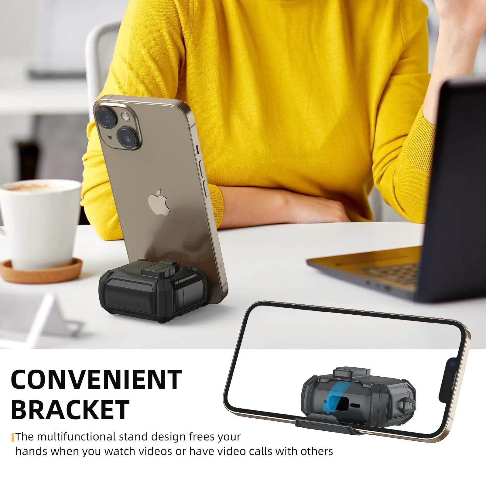 Capa para airpods 4, com trava automática magnética magsafe com suporte para telefone, capa protetora com kit de limpeza, capa para airpods 4