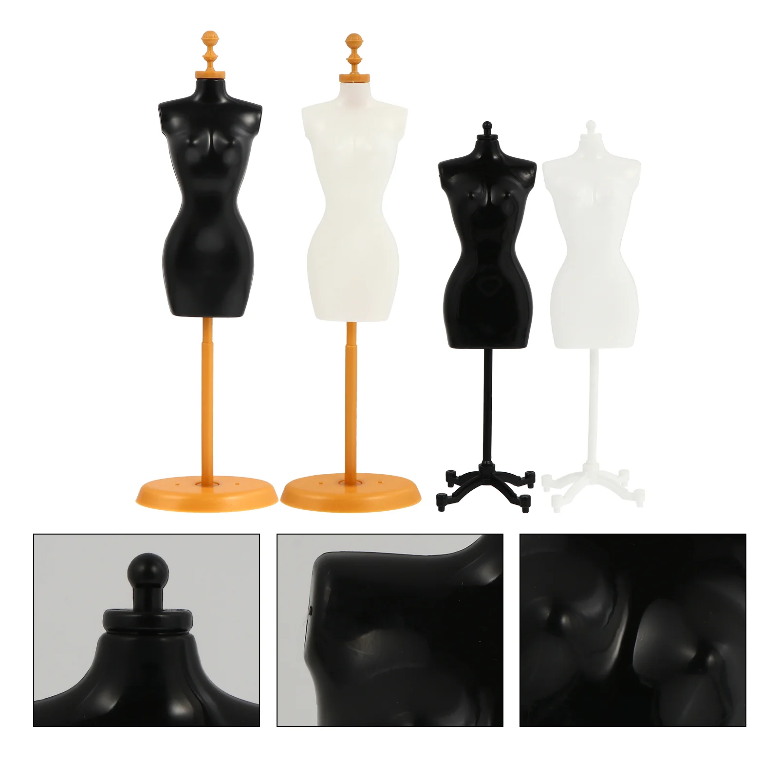 4 Pcs Drying Rack Clothing Mannequin Stand Human Body Mini Model Black Clothes Display Bracket Miniature