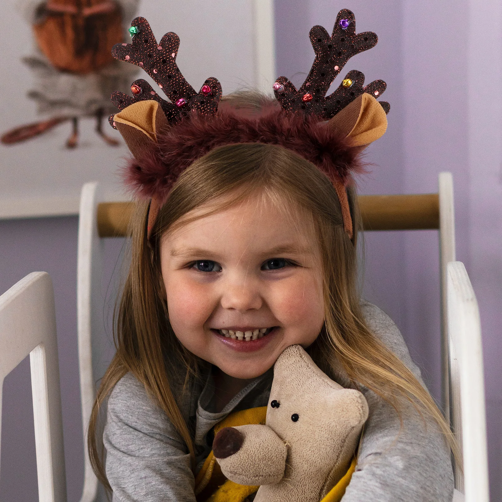 

1 set 1 Set Elk Antler Headband Christmas Accessory Lightweight Non-Deformation Hair Hoop Decorative Xmas Party Headwear Novel