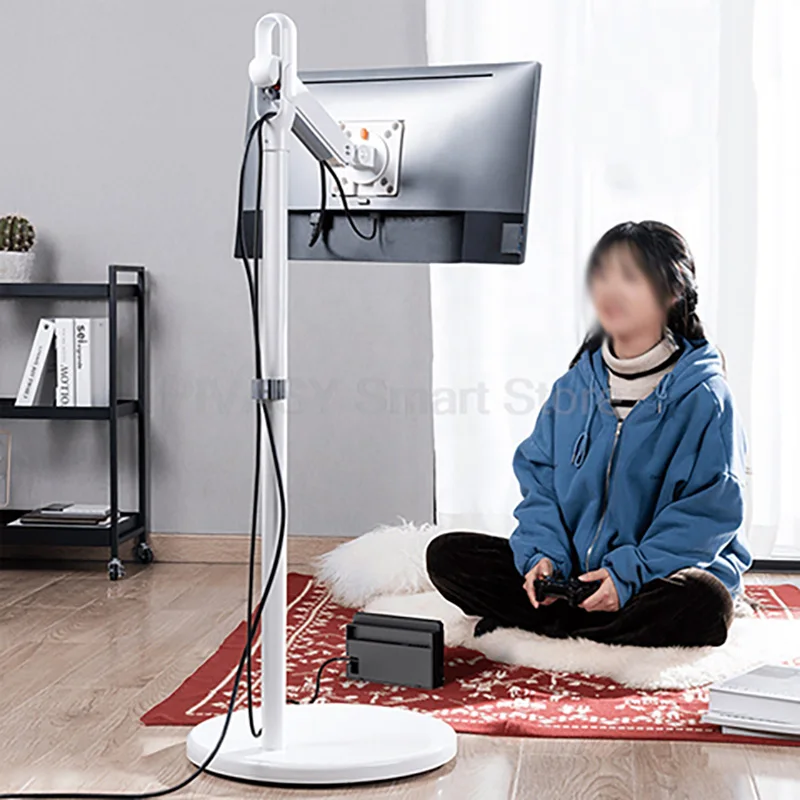 

Портативная подставка на колесиках для мобильного телевизора на 5-колесном плоском экране 360° ° Регулируемый вращающийся держатель напольного монитора с поворотным креплением