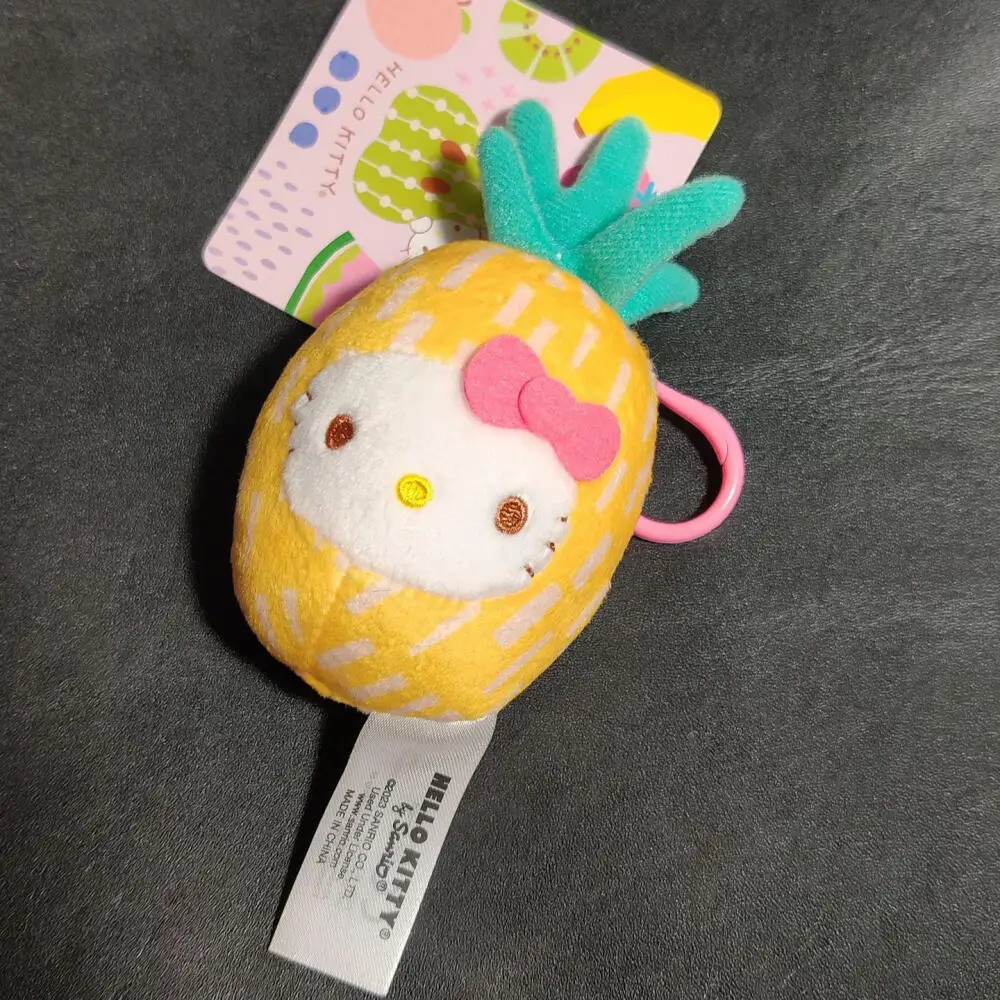Sanrio série de frutas abacaxi olá kitty boneca pingente chaveiro dos desenhos animados kitty gato boneca saco acessórios pingente chaveiros presentes