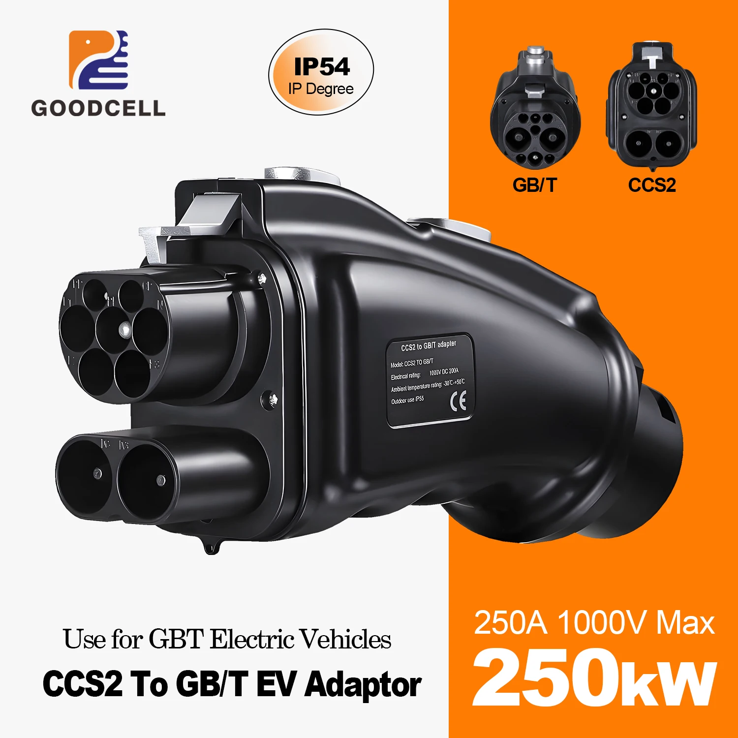 GOODCELL 250KW 250A CCS2 To GBT Car DC adapter EV Charger Connector Electric Vehicle CCS2 To GBT Adapter for BYD GE3