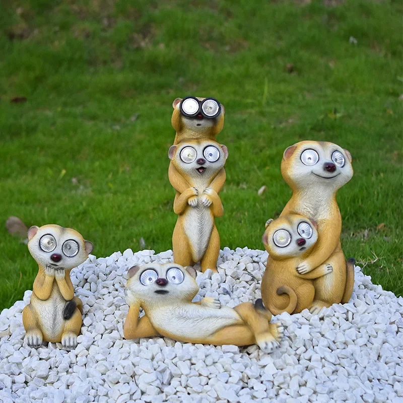 

Pastoral cute simulated meerkat resin ornament outdoor home courtyard garden solar light decoration handicraft